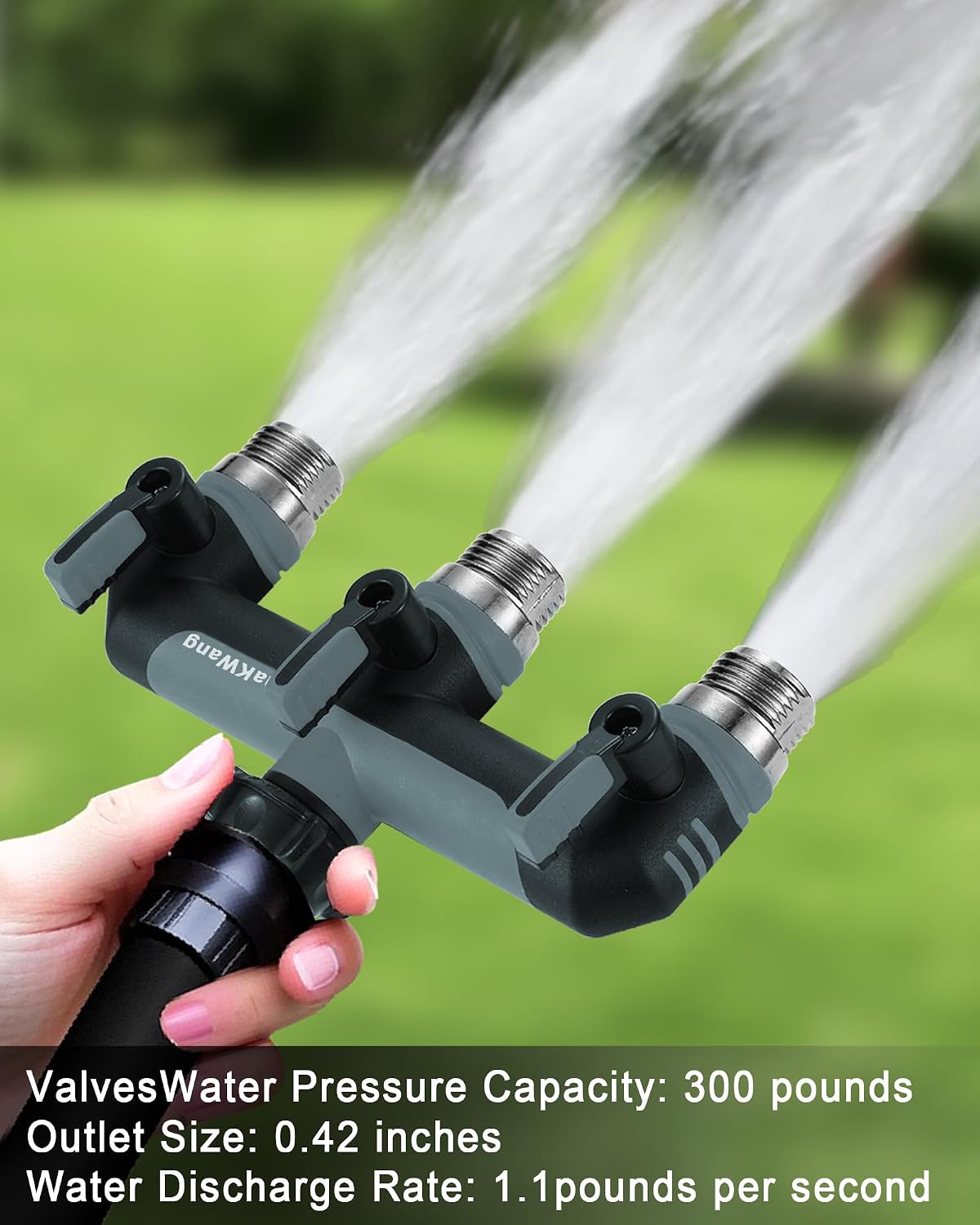 Garden Hose Splitter, 3 Way Hose Splitter, Heavy Duty Water Hose Bib Spigot Splitter, Outdoor Faucet Splitter with Shutoff Valve, T Adapter Connector with 3/4 - Inch GHT Thread (Green)
