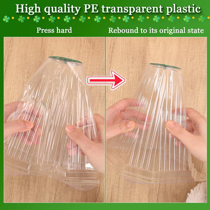 20 Pack Garden Cloches for Plants with 40PCS Ground Stakes,Clear Reusable Bell Covers with Rotatable Vent for Plant Protection,Garden Protector from Animals Birds Chicken,7.9" H X 6.7" D