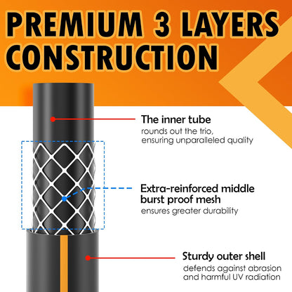 5/8 in. × 5 ft. High Flow Heavy Duty Garden Hose Flexible Hybrid Rubber Water Hose, No Memory Durable Premium Water Hose Leader Hose for Watering, Irrigation, Water Transfer Pump