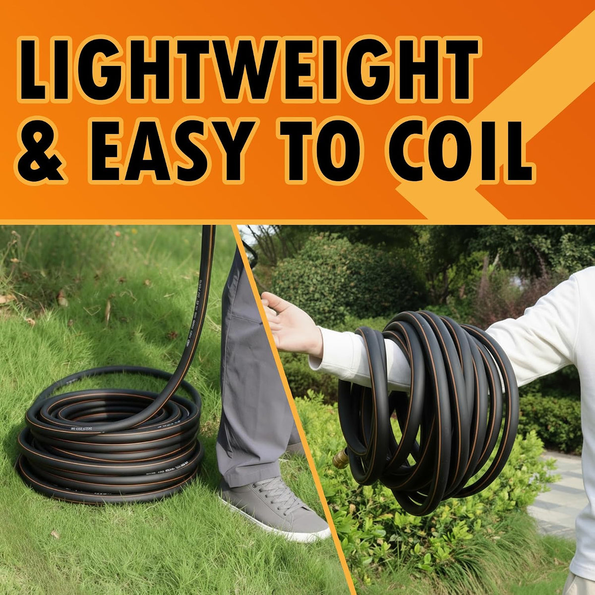 5/8 in. × 5 ft. High Flow Heavy Duty Garden Hose Flexible Hybrid Rubber Water Hose, No Memory Durable Premium Water Hose Leader Hose for Watering, Irrigation, Water Transfer Pump