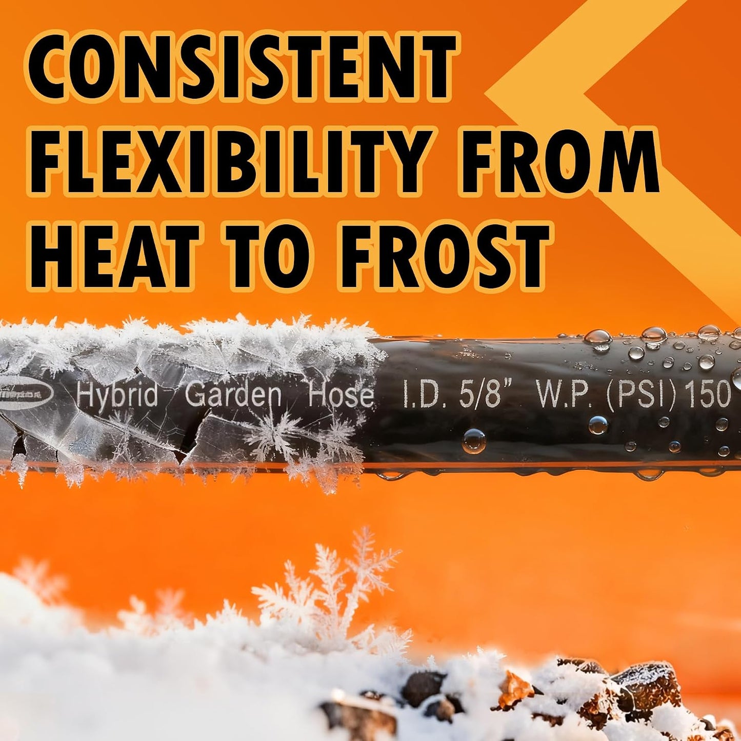5/8 in. × 5 ft. High Flow Heavy Duty Garden Hose Flexible Hybrid Rubber Water Hose, No Memory Durable Premium Water Hose Leader Hose for Watering, Irrigation, Water Transfer Pump