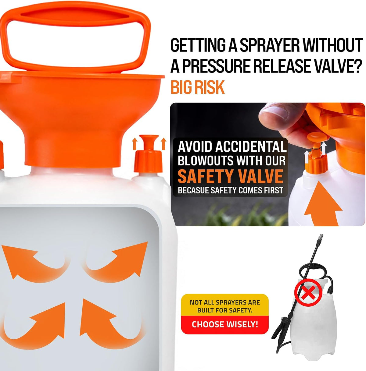PetraTools HD201 Garden Pump Sprayer 2 Gallon, 52-in Long Hose & 2 Nozzles