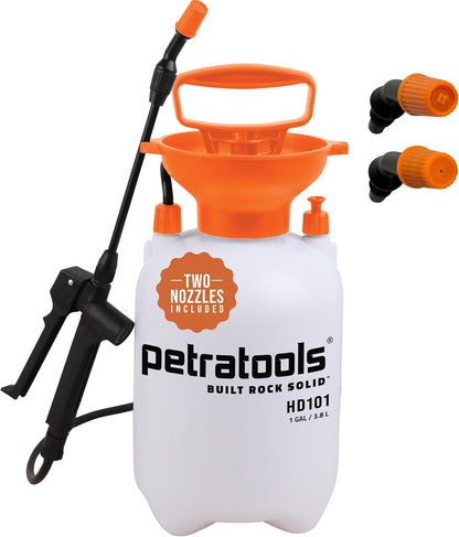 PetraTools HD201 Garden Pump Sprayer 2 Gallon, 52-in Long Hose & 2 Nozzles