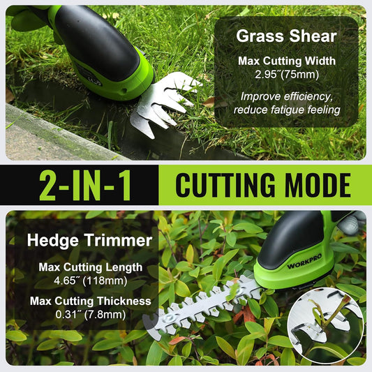 3.6V Cordless Grass Shear & Shrubbery Trimmer, Green