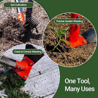 2-in-1 Garden Hoe and Weed Puller Rake 60 Inch Spring Steel Head