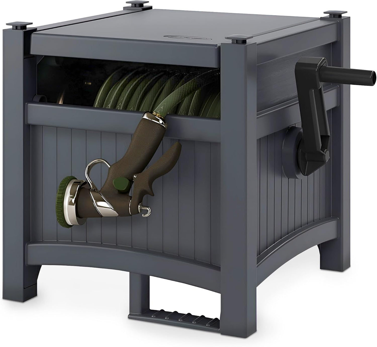 100 ft Garden Hose Reel Hideaway, Cyberspace Grey