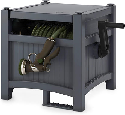100 ft Garden Hose Reel Hideaway, Cyberspace Grey