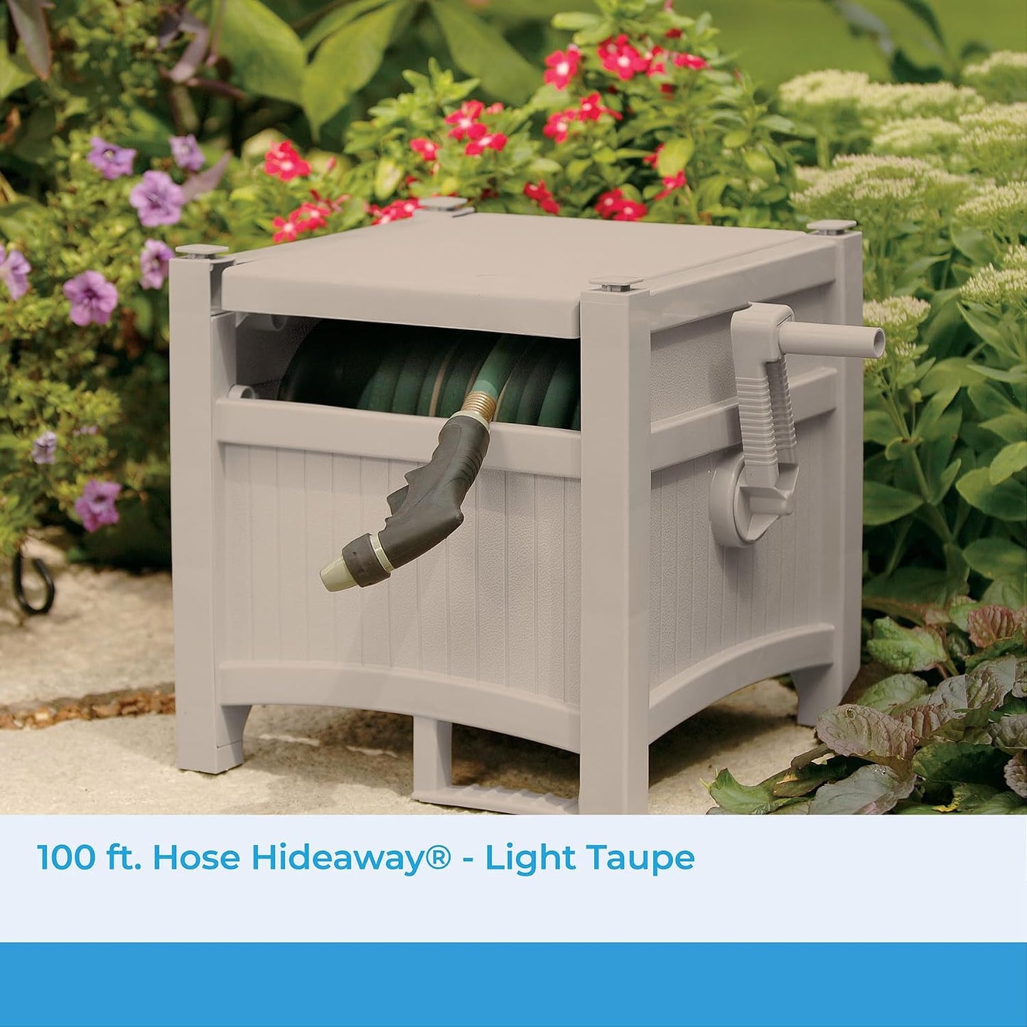 100 ft Garden Hose Reel Hideaway, Cyberspace Grey