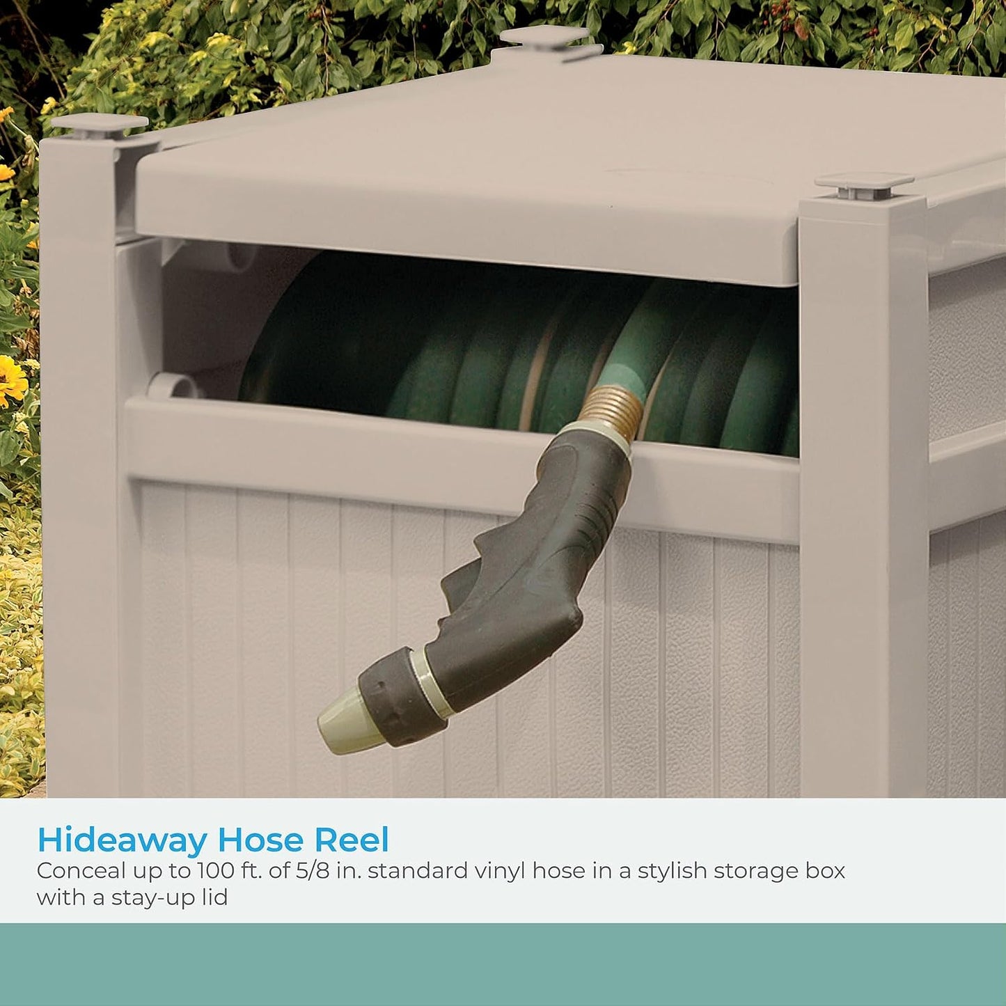100 ft Garden Hose Reel Hideaway, Cyberspace Grey