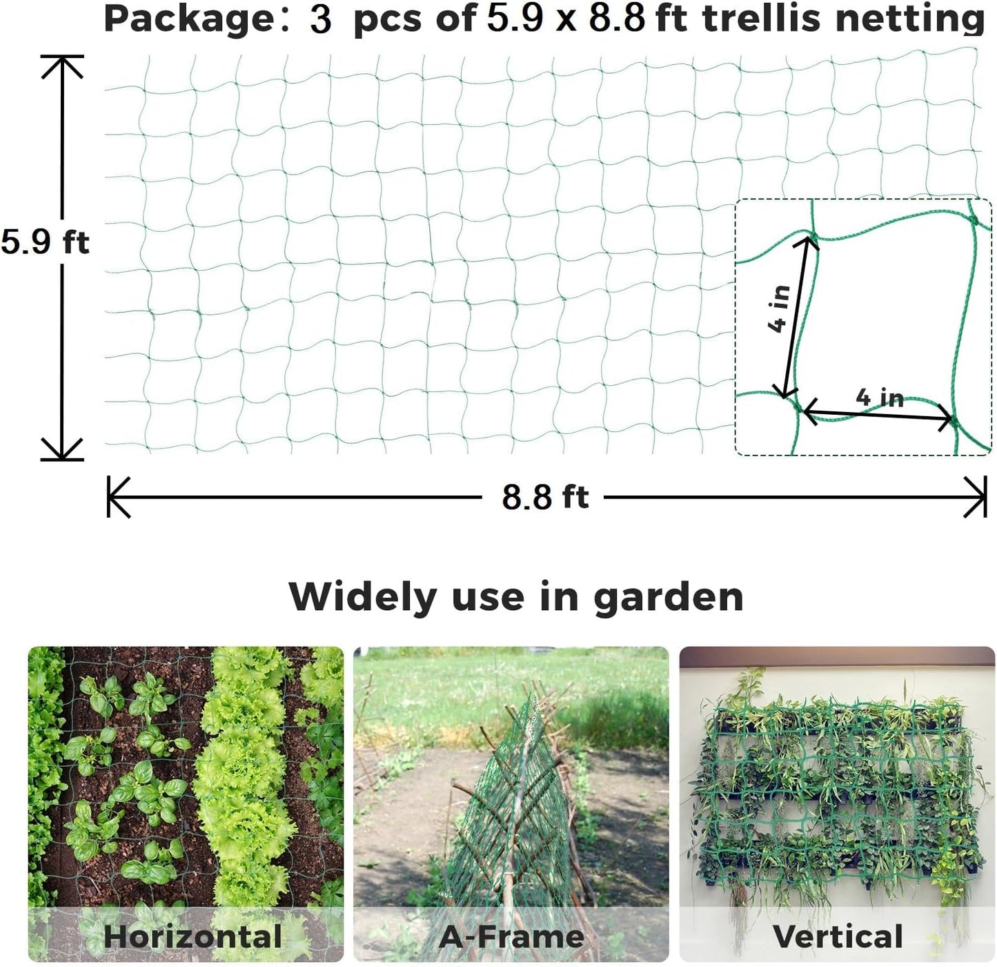 Trellis Netting for Climbing Plants, 2 Pack 5.9 ft x 16.4 ft Heavy Duty Garden Trellis Netting for Cucumber, Vine, Tomato, Plants Trellis Net for Climbing Vine Plants Fruits & Vegetables