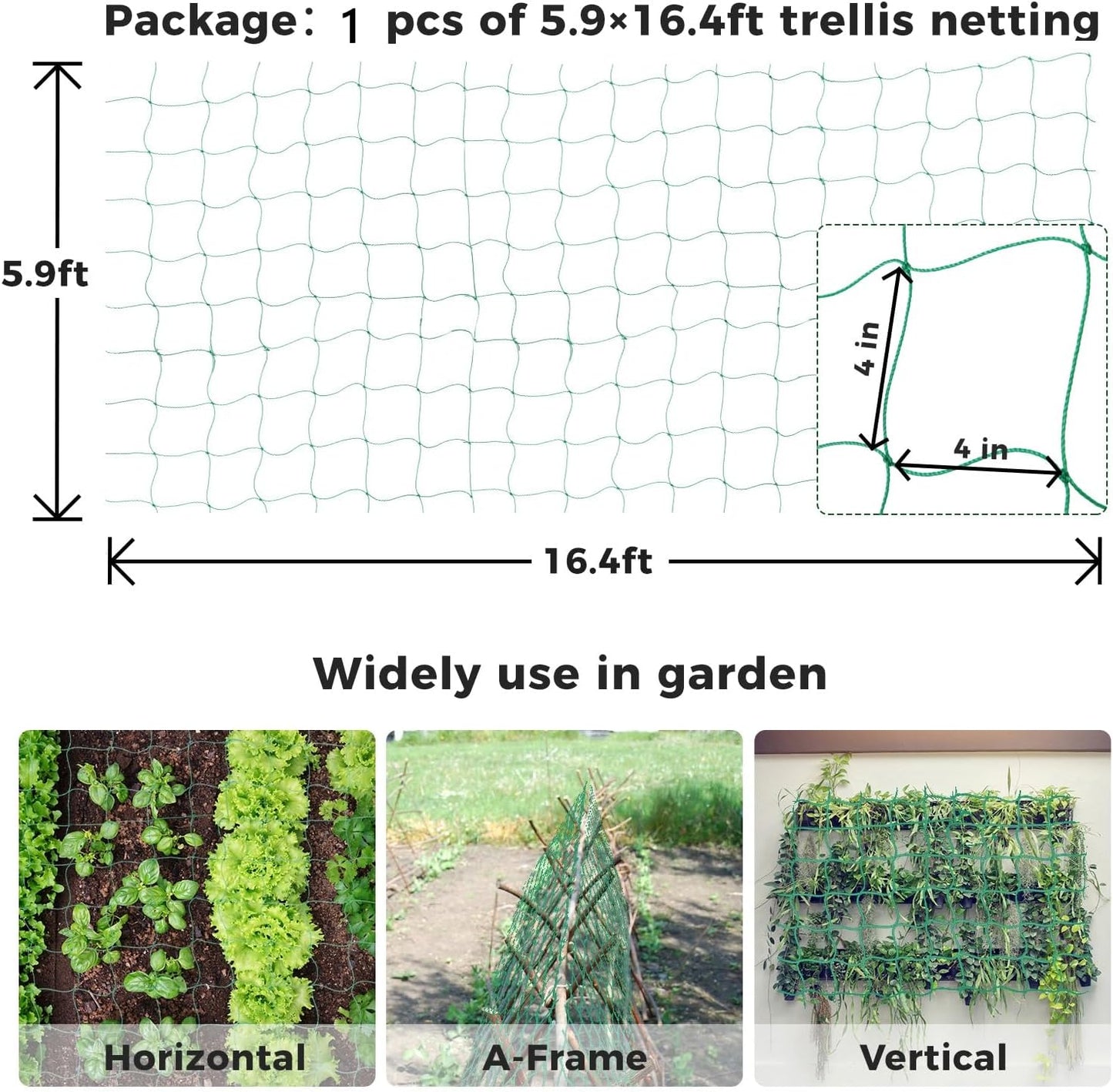 Trellis Netting for Climbing Plants, 2 Pack 5.9 ft x 16.4 ft Heavy Duty Garden Trellis Netting for Cucumber, Vine, Tomato, Plants Trellis Net for Climbing Vine Plants Fruits & Vegetables
