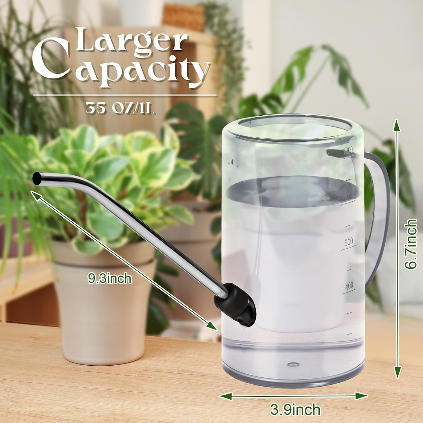 Plastic Watering Can - with Long Spout - 1/4 Gallon - 34 Oz - White