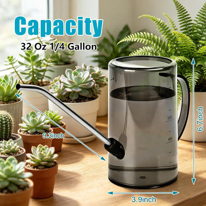 Plastic Watering Can - with Long Spout - 1/4 Gallon - 34 Oz - White