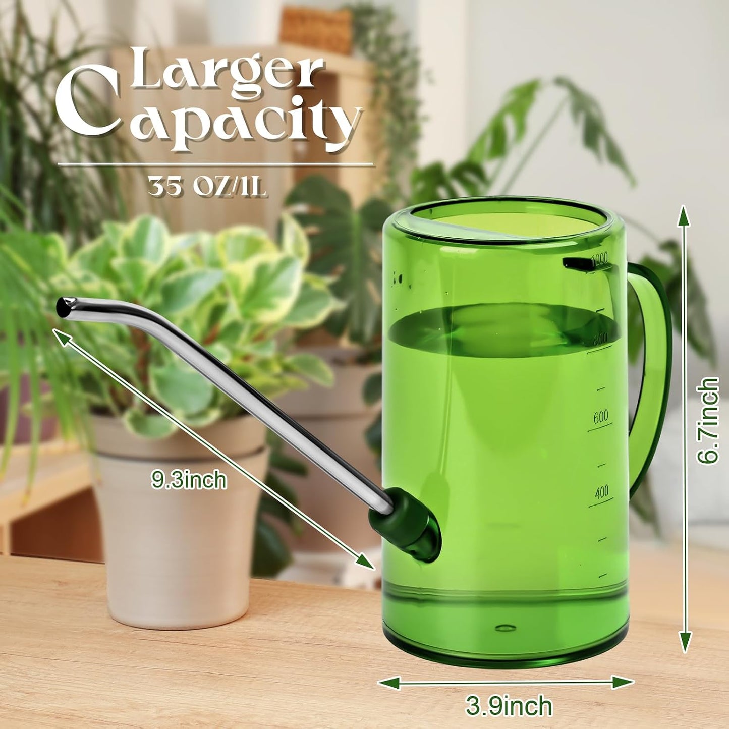 Plastic Watering Can - with Long Spout - 1/4 Gallon - 34 Oz - White