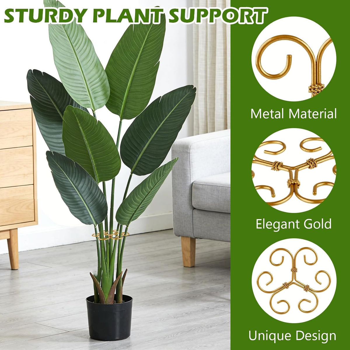 4PCS Iron Monstera Support, Durable Plant Stem Support Stakes for Indoor Outdoor Plants, Uniquely Designed Bamboo Clamp Set for Thriving Climbing Plants Stabilization (Heart-Shaped)