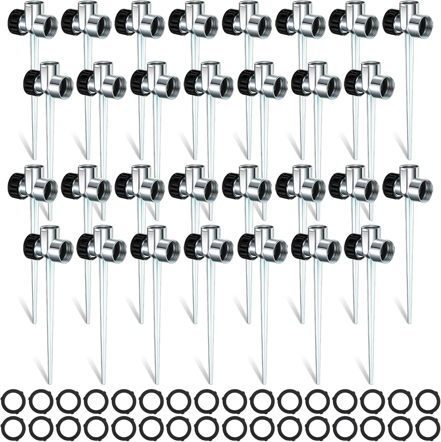 30 Pack 1/2 in Zinc Sprinkler Spike Base for Lawn Garden Yard
