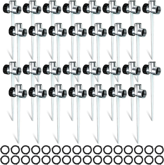 30 Pack 1/2 in Zinc Sprinkler Spike Base for Lawn Garden Yard
