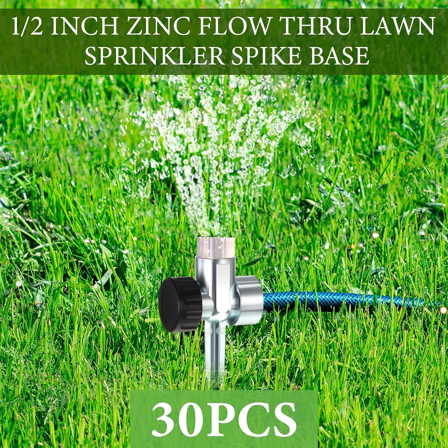 30 Pack 1/2 in Zinc Sprinkler Spike Base for Lawn Garden Yard