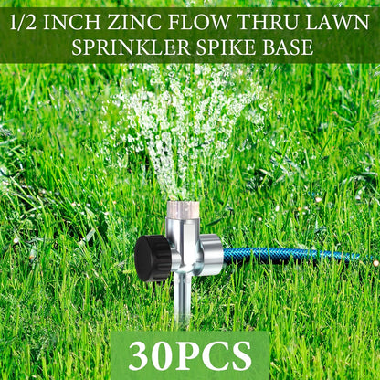 30 Pack 1/2 in Zinc Sprinkler Spike Base for Lawn Garden Yard