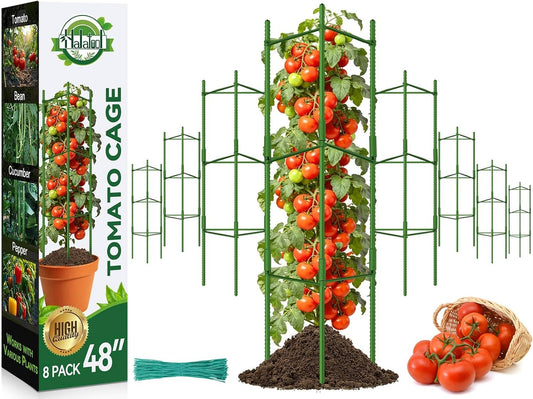 8 Pack Tomato Cages for Garden, Up to 48in (4FT) Trellis