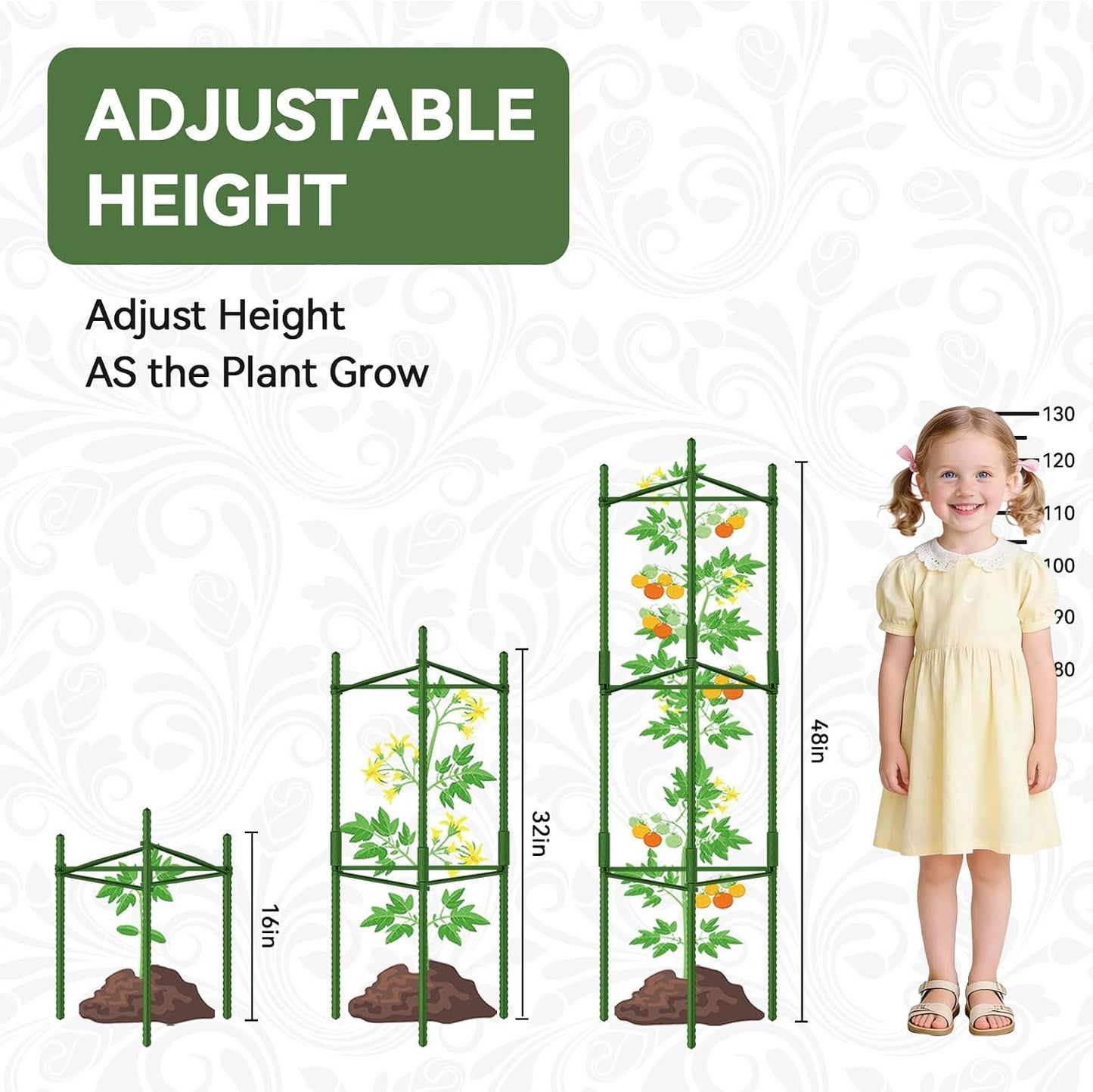 8 Pack Tomato Cages for Garden, Up to 48in (4FT) Trellis