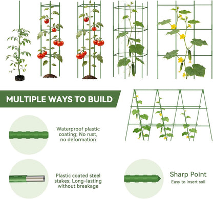 8 Pack Tomato Cages for Garden, Up to 48in (4FT) Trellis