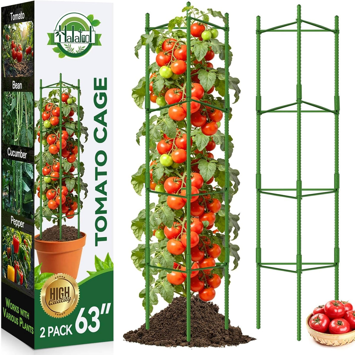 8 Pack Tomato Cages for Garden, Up to 48in (4FT) Trellis