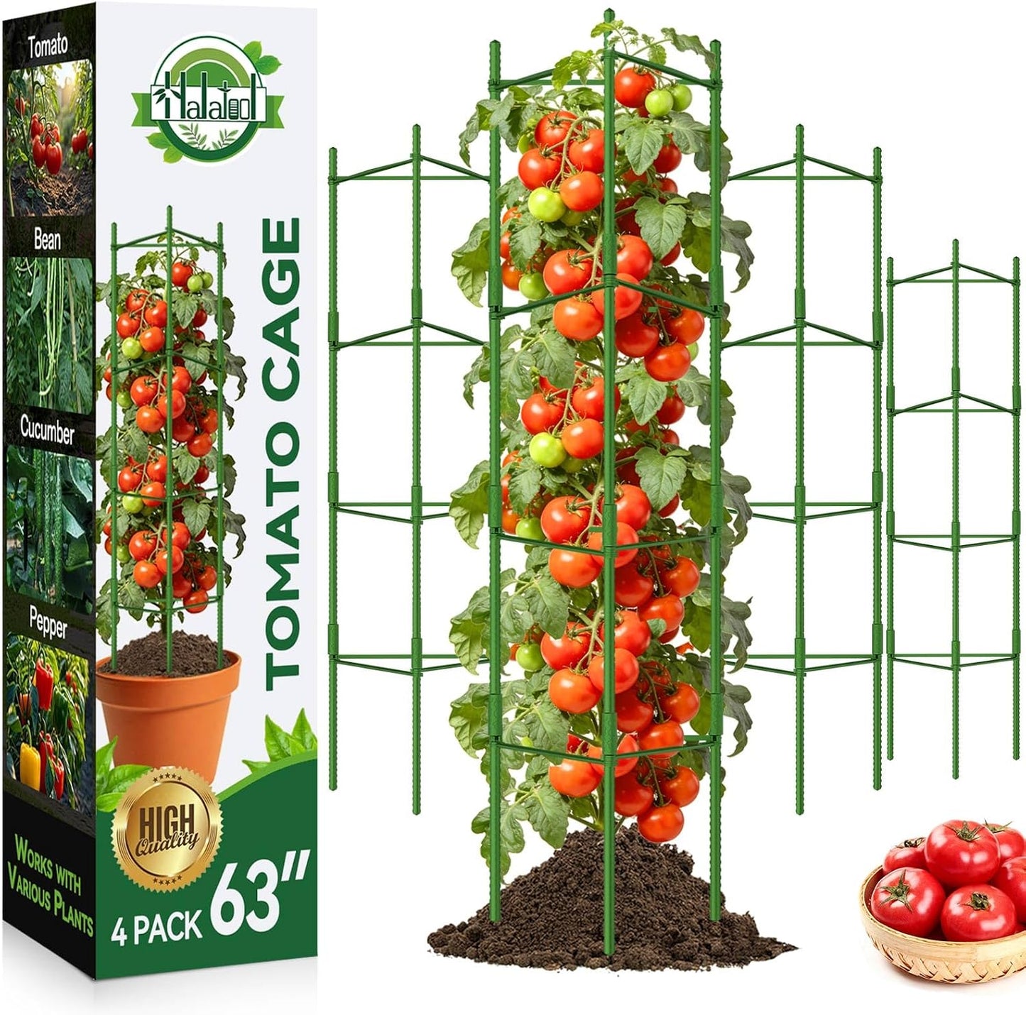 8 Pack Tomato Cages for Garden, Up to 48in (4FT) Trellis