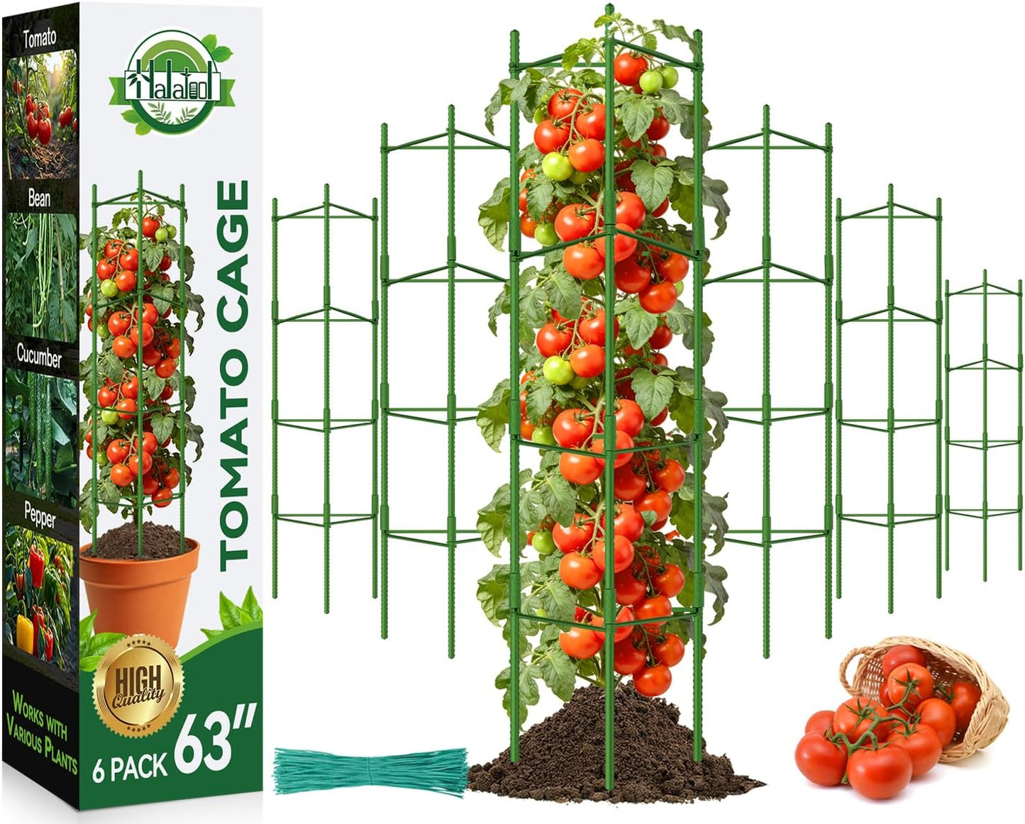 8 Pack Tomato Cages for Garden, Up to 48in (4FT) Trellis