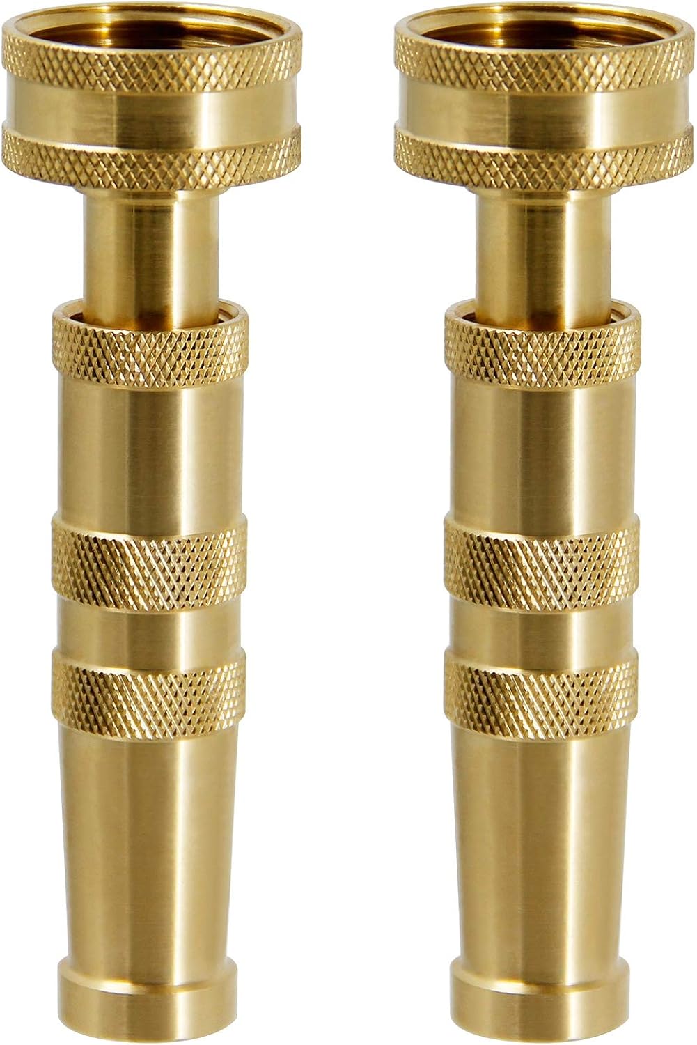Brass Hose Nozzles, Heavy-Duty Brass Adjustable Twist Hose Nozzle, 2 Pack (4"), VI3432