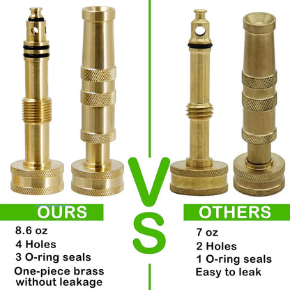 Brass Hose Nozzles, Heavy-Duty Brass Adjustable Twist Hose Nozzle, 2 Pack (4"), VI3432