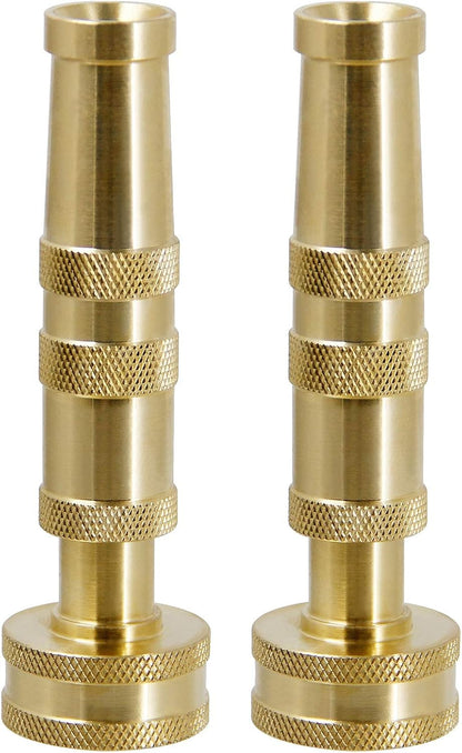 Brass Hose Nozzles, Heavy-Duty Brass Adjustable Twist Hose Nozzle, 2 Pack (4"), VI3432