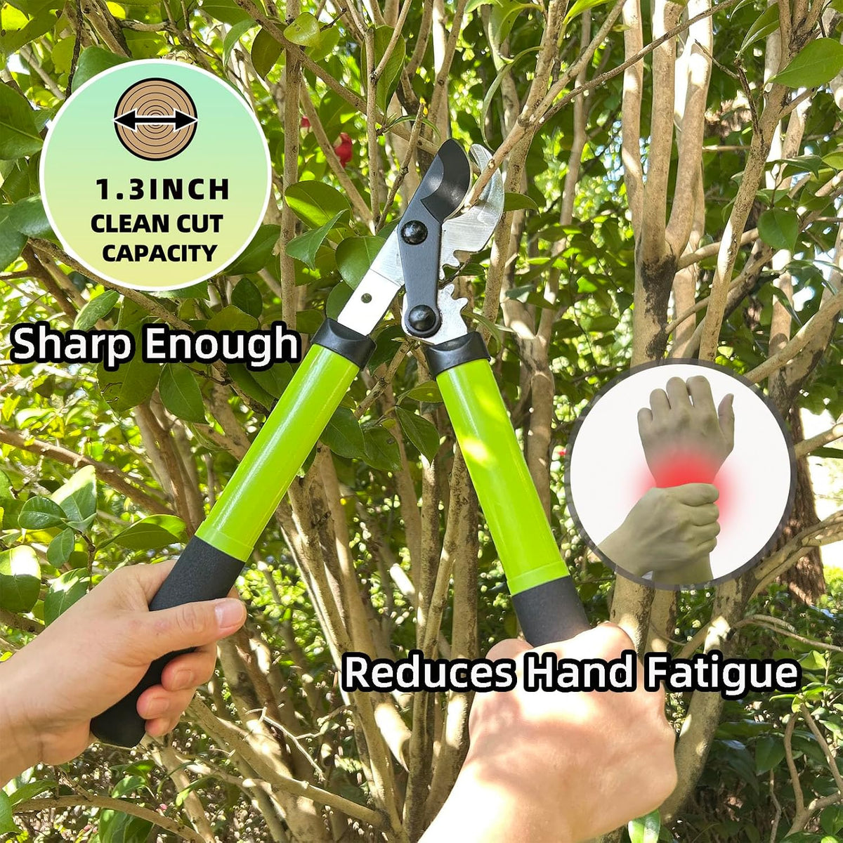 Garden Shears Set, 2-Piece Pruning Loppers & Pruners with Gear System