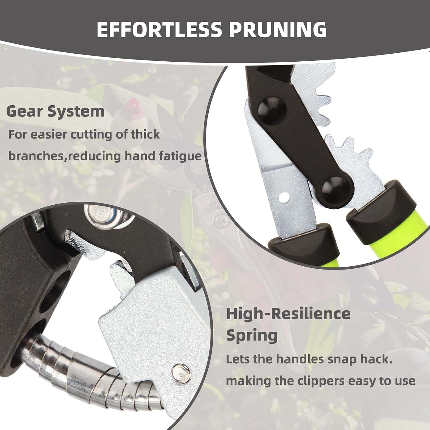 Garden Shears Set, 2-Piece Pruning Loppers & Pruners with Gear System