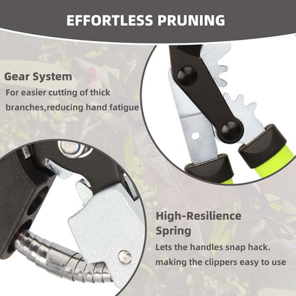 Garden Shears Set, 2-Piece Pruning Loppers & Pruners with Gear System
