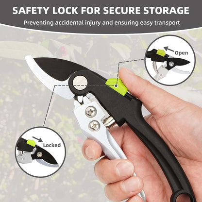 Garden Shears Set, 2-Piece Pruning Loppers & Pruners with Gear System
