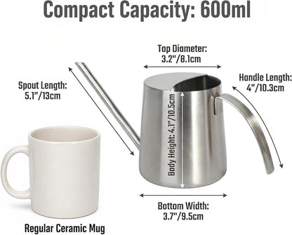 Watering Can 18/8 Stainless Steel 20oz Long Spout for Indoor Plants