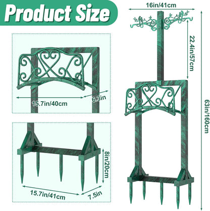 Garden Hose Holder for Outside,Water Hose Holders with 2 Bird Statue Shepherds Hooks & 5 Spikes,Double-Sided Freestanding Hose Stand Heavy Duty Hose Storage Rack for Outdoor Yard Lawn Farm