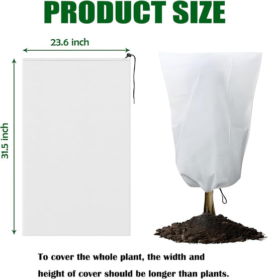 5-Pack Plant Covers Freeze Protection, Drawstring Tree Cover, Winter Freeze Plant Protection, Tree Jacket Frost Blanket for Outdoor Plants, 23.6" x 31.5"
