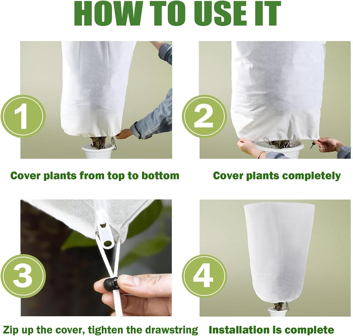 5-Pack Plant Covers Freeze Protection, Drawstring Tree Cover, Winter Freeze Plant Protection, Tree Jacket Frost Blanket for Outdoor Plants, 23.6" x 31.5"