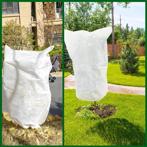 5-Pack Plant Covers Freeze Protection, Drawstring Tree Cover, Winter Freeze Plant Protection, Tree Jacket Frost Blanket for Outdoor Plants, 23.6" x 31.5"
