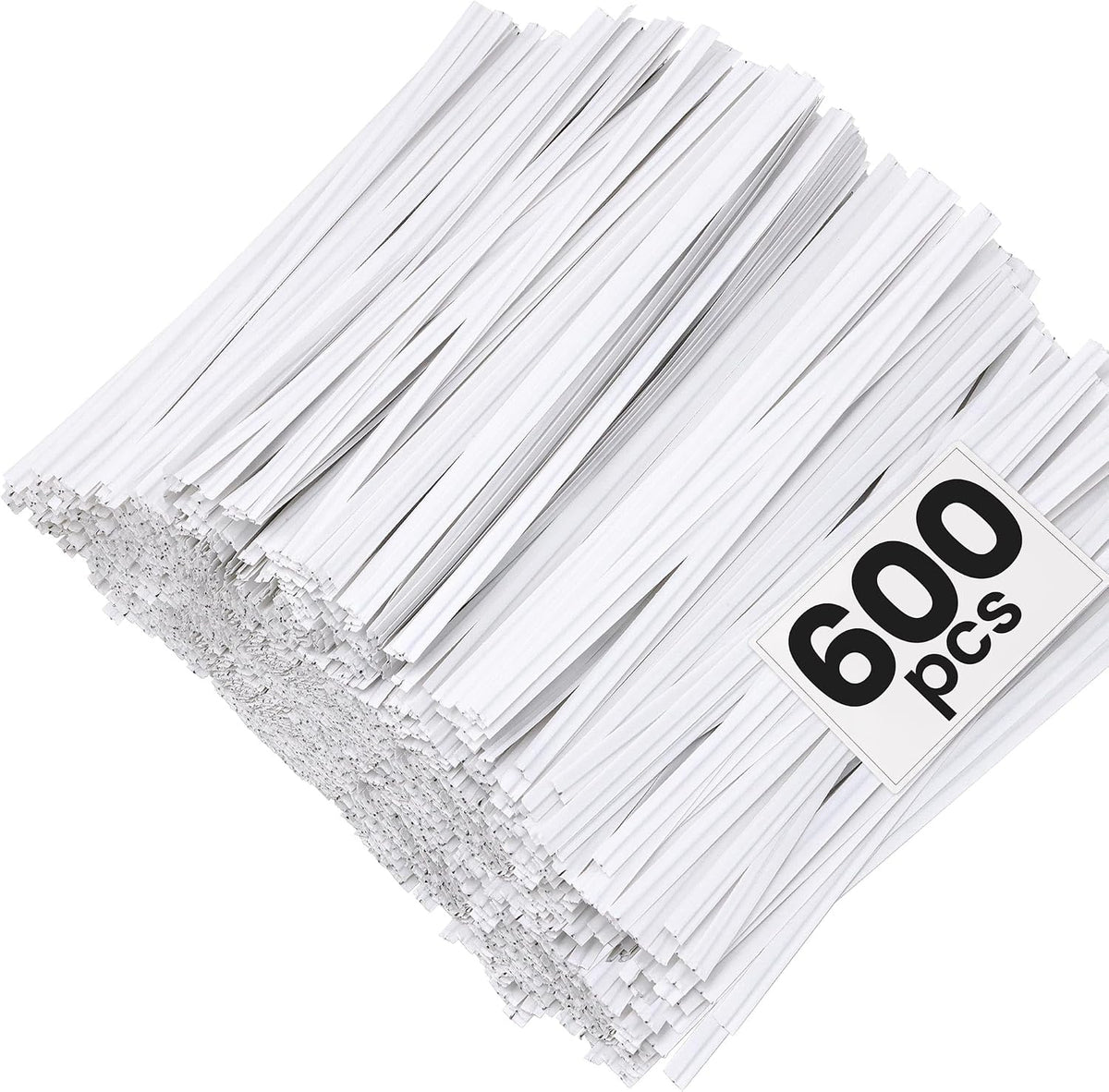 600 Pcs 5" White Paper Twist Ties Bread Ties White Twist Ties Twisty-Ties Bag Ties Twist Ties for Bags Bread Wire Ties Twist Tie for Party Cello Candy Bread Coffee Bags Cake Pops