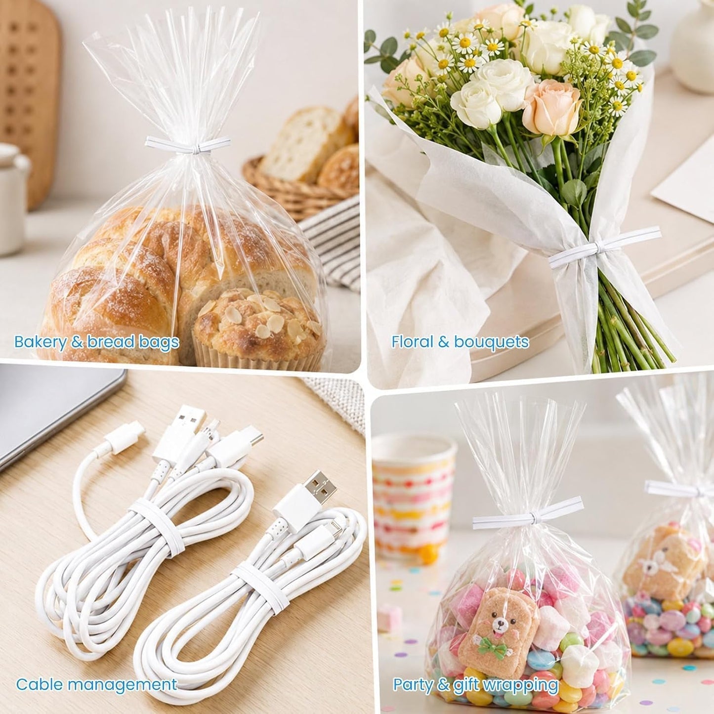 600 Pcs 5" White Paper Twist Ties Bread Ties White Twist Ties Twisty-Ties Bag Ties Twist Ties for Bags Bread Wire Ties Twist Tie for Party Cello Candy Bread Coffee Bags Cake Pops
