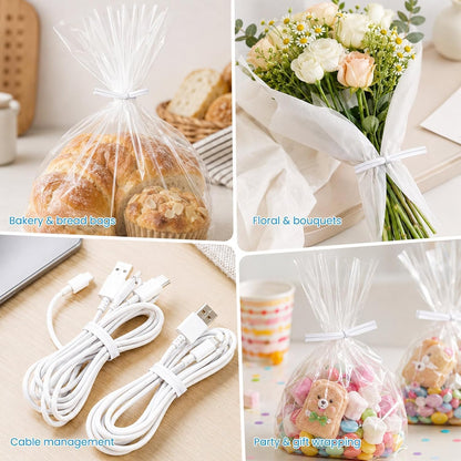 600 Pcs 5" White Paper Twist Ties Bread Ties White Twist Ties Twisty-Ties Bag Ties Twist Ties for Bags Bread Wire Ties Twist Tie for Party Cello Candy Bread Coffee Bags Cake Pops