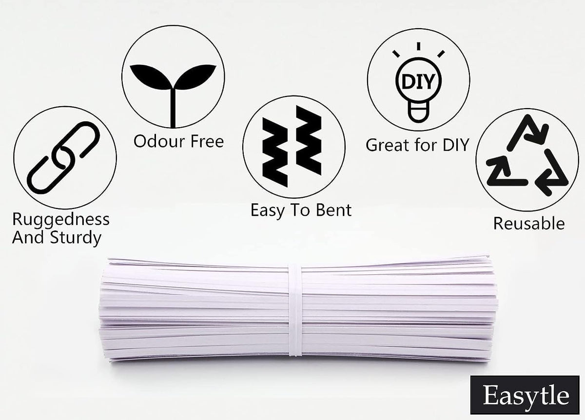 600 Pcs 5" White Paper Twist Ties Bread Ties White Twist Ties Twisty-Ties Bag Ties Twist Ties for Bags Bread Wire Ties Twist Tie for Party Cello Candy Bread Coffee Bags Cake Pops