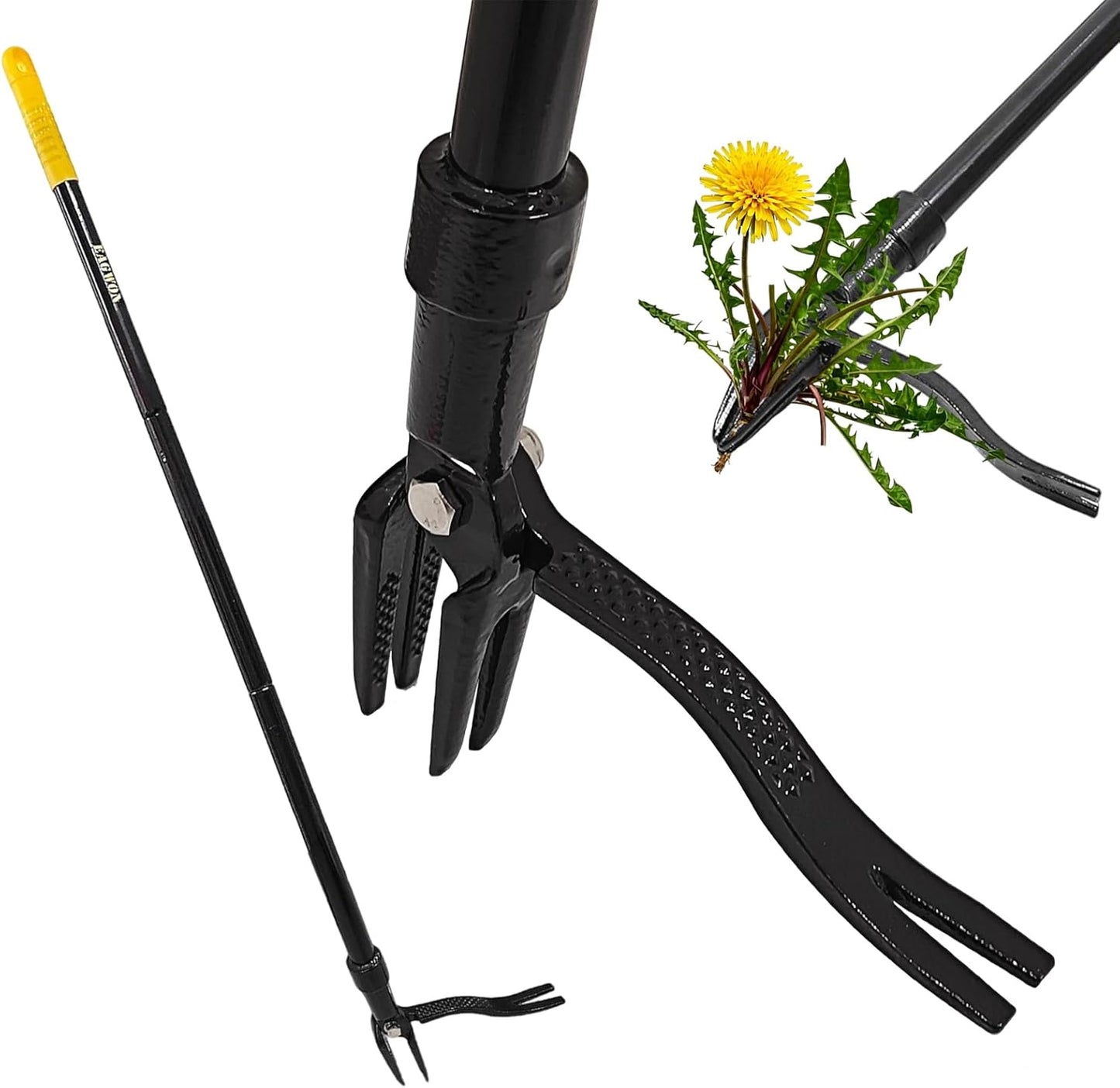 55-Inch Stand Up Weed Puller Tool, 4-Claw Steel Head Design, Long Handle for Dandelions and Crabgrass