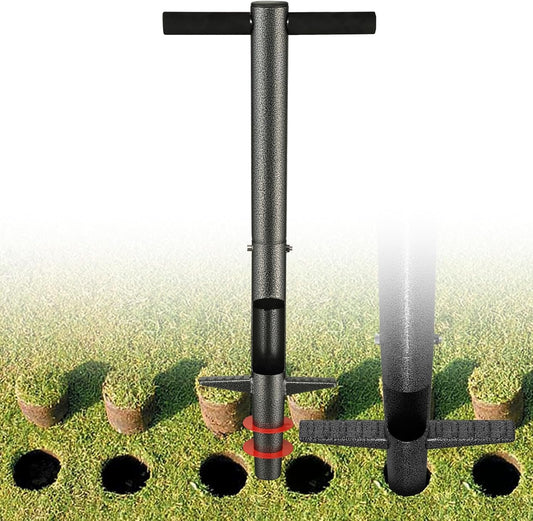 Bulb Planter Tool, 33.5 inch Long Handle Garden Sod Plugger to Dig Hole, Heavy Duty Metal Grass Plugger for Soil Test Planting or Weeding Spring Flowers Bulbs,Bedding Plants,Tulips, Lilies, Potato