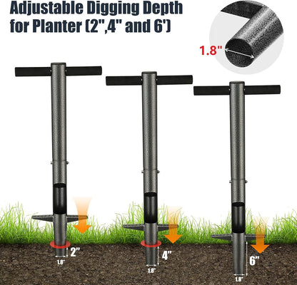 Bulb Planter Tool, 33.5 inch Long Handle Garden Sod Plugger to Dig Hole, Heavy Duty Metal Grass Plugger for Soil Test Planting or Weeding Spring Flowers Bulbs,Bedding Plants,Tulips, Lilies, Potato