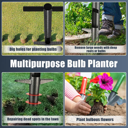 Bulb Planter Tool, 33.5 inch Long Handle Garden Sod Plugger to Dig Hole, Heavy Duty Metal Grass Plugger for Soil Test Planting or Weeding Spring Flowers Bulbs,Bedding Plants,Tulips, Lilies, Potato