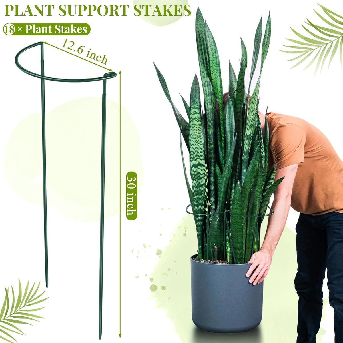9 Pcs 30″ H x 12.6″ W Plant Support Stakes Cages for Garden, Metal Half Round Plants Tension Rods for Indoor Outdoor Small Short Peony Hydrangea Lavender Sage Golden Marigold Rose